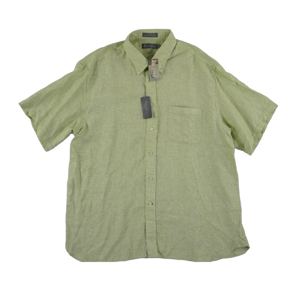 NEW Daniel Cremieux Button Down Camp Shirt Men's Size XL Green 100% Linen S/S